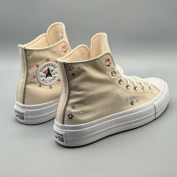 Converse Women's 8 Hi Top Sneakers Platform CTAS Lift Embroidered Flower A14265C - Picture 14 of 15